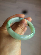 Load image into Gallery viewer, 48.5mm Certified Type A 100% Natural icy light green/white oval Jadeite Jade bangle K101-1696