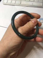 Load image into Gallery viewer, 55.4mm Certified Type A 100% Natural dark green/blue/gray Guatemala slim round cut Jadeite bangle PH139-4309