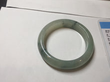 Load image into Gallery viewer, 55.5mm certified type A 100% Natural icy watery light green with dark green flowers jadeite jade bangle PH59-1059