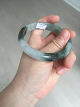 Load image into Gallery viewer, 58mm Certificated icy watery dark green/black/white seaweed jadeite jade bangle S82-7077