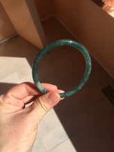 Load image into Gallery viewer, 60.6mm Certified Type A 100% Natural dark green blue gray black slim round cut Guatemala Jadeite bangle PC187-0783