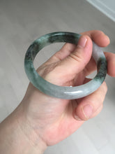 Load image into Gallery viewer, 58mm Certificated icy watery dark green/black/white seaweed jadeite jade bangle S82-7077