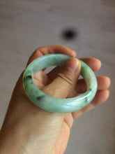 Load image into Gallery viewer, 48.5mm Certified Type A 100% Natural icy light green/white oval Jadeite Jade bangle K101-1696