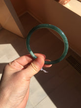 Load image into Gallery viewer, 60.6mm Certified Type A 100% Natural dark green blue gray black slim round cut Guatemala Jadeite bangle PC187-0783