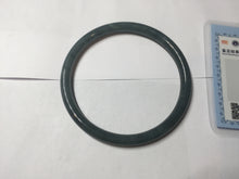 Load image into Gallery viewer, 60.8mm Certified Type A 100% Natural icy watery dark green/blue/gray Guatemala slim round cut Jadeite bangle PH140-4311