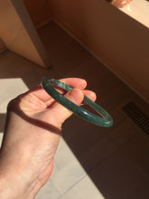 Load image into Gallery viewer, 60.6mm Certified Type A 100% Natural dark green blue gray black slim round cut Guatemala Jadeite bangle PC187-0783