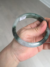 Load image into Gallery viewer, 58mm Certificated icy watery dark green/black/white seaweed jadeite jade bangle S82-7077