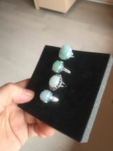 Load image into Gallery viewer, 100% natural type A icy watery green dark green four-prong jadeite jade ring group AA89