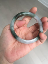 Load image into Gallery viewer, 58mm Certificated icy watery dark green/black/white seaweed jadeite jade bangle S82-7077