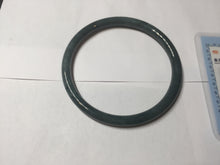 Load image into Gallery viewer, 60.8mm Certified Type A 100% Natural icy watery dark green/blue/gray Guatemala slim round cut Jadeite bangle PH140-4311