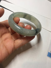 Load image into Gallery viewer, 55.5mm certified type A 100% Natural icy watery light green with dark green flowers jadeite jade bangle PH59-1059