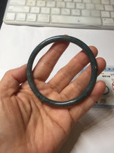 Load image into Gallery viewer, 60.8mm Certified Type A 100% Natural icy watery dark green/blue/gray Guatemala slim round cut Jadeite bangle PH140-4311