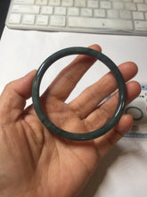 Load image into Gallery viewer, 60.8mm Certified Type A 100% Natural icy watery dark green/blue/gray Guatemala slim round cut Jadeite bangle PH140-4311