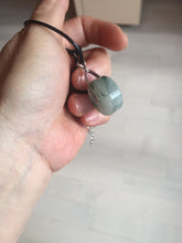 Load image into Gallery viewer, 20mm 100% Natural icy watery light green clear jadeite Jade Safety Guardian Button (donut) Pendant BK106