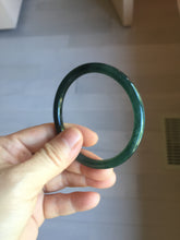 Load image into Gallery viewer, 54.1mm Certified Type A 100% Natural dark green/blue/gray with Guatemala slim round cut Jadeite bangle PJ76-0686
