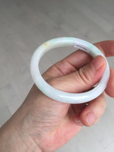 Load image into Gallery viewer, Shopify only 52mm certified type A 100% Natural sunny green/white/yellow oval jadeite jade bangle AR117-0264