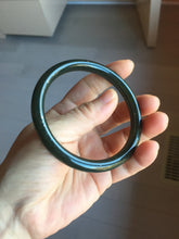 Load image into Gallery viewer, 62.8mm certified 100% Natural dark green/black meteorite round cut nephrite bangle HN131-0595