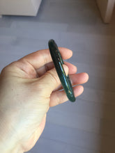 Load image into Gallery viewer, 54.1mm Certified Type A 100% Natural dark green/blue/gray with Guatemala slim round cut Jadeite bangle PJ76-0686