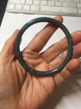 Load image into Gallery viewer, 60.8mm Certified Type A 100% Natural icy watery dark green/blue/gray Guatemala slim round cut Jadeite bangle PH140-4311