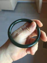 Load image into Gallery viewer, 62.8mm certified 100% Natural dark green/black meteorite round cut nephrite bangle HN131-0595