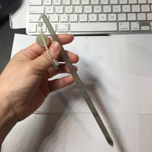 Load image into Gallery viewer, 20cm 100% Natural icy white gray black(灰冰) Xiu Jade (Serpentine) Hairpin AW66