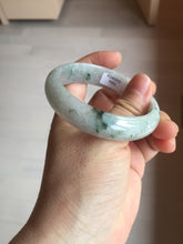 Load image into Gallery viewer, 54.5mm Certified 100% natural Type A white with green floating flowers jadeite jade bangle BN19-7053