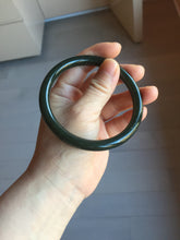 Load image into Gallery viewer, 62.8mm certified 100% Natural dark green/black meteorite round cut nephrite bangle HN131-0595