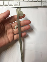 Load image into Gallery viewer, 20cm 100% Natural icy white gray black(灰冰) Xiu Jade (Serpentine) Hairpin AW66