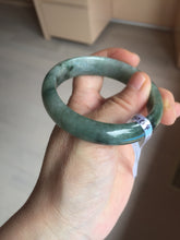 Load image into Gallery viewer, 54.5mm certified 100% natural dark green black jadeite jade bangle AS87-7064