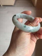 Load image into Gallery viewer, 54.5mm Certified 100% natural Type A white with green floating flowers jadeite jade bangle BN19-7053