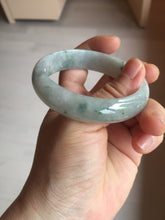 Load image into Gallery viewer, 54.5mm Certified 100% natural Type A white with green floating flowers jadeite jade bangle BN19-7053