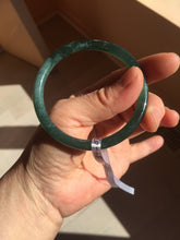 Load image into Gallery viewer, 54mm Certified Type A 100% Natural dark green/blue/gray Guatemala slim round cut Jadeite bangle PC184-0790