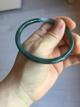 Load image into Gallery viewer, 59mm Certified Type A 100% Natural light black/green/gray Guatemala slim round cut Jadeite bangle PJ75-0694