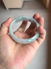 Load image into Gallery viewer, 54.5mm Certified 100% natural Type A white with green floating flowers jadeite jade bangle BN19-7053