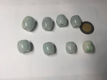 Load image into Gallery viewer, type A 100% Natural white/light green olive shape Jadeite Jade LuluTong (Every road is smooth) bead pendant BK107