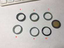 Load image into Gallery viewer, 16.9mm size 6 1/2 17.1mm 6 3/4 100% natural type A icy watery green/blue icy watery Guatemala jadeite jade band ring group BP81