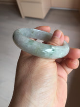 Load image into Gallery viewer, 54.5mm Certified 100% natural Type A white with green floating flowers jadeite jade bangle BN19-7053
