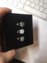 Load image into Gallery viewer, 100% natural type A icy watery green dark green four-prong jadeite jade ring group AA90