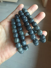Load image into Gallery viewer, 9/10mm 100% Natural black sesame paste(芝麻糊青花) vintage style nephrite Jade bead bracelet HN30