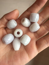 Load image into Gallery viewer, Type A 100% Natural white/light purple olive shape Jadeite Jade LuluTong (Every road is smooth) bead pendant BK108