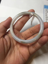 Load image into Gallery viewer, 53.5mm Certified type A 100% Natural light green purple brown black slim round cut Jadeite bangle PB184-9125