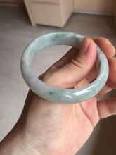 Load image into Gallery viewer, 54.5mm Certified 100% natural Type A white with green floating flowers jadeite jade bangle BN19-7053
