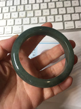 Load image into Gallery viewer, 57.6mm Certified type A 100% Natural oily dark green (老油青) gray black Jadeite bangle PC254-1391