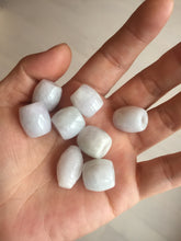 Load image into Gallery viewer, Type A 100% Natural white/light purple olive shape Jadeite Jade LuluTong (Every road is smooth) bead pendant BK108