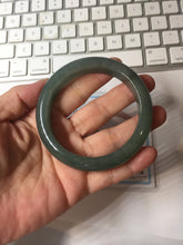 Load image into Gallery viewer, 57.6mm Certified type A 100% Natural oily dark green (老油青) gray black Jadeite bangle PC254-1391