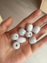 Load image into Gallery viewer, Type A 100% Natural white/light purple olive shape Jadeite Jade LuluTong (Every road is smooth) bead pendant BK108