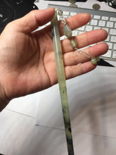 Load image into Gallery viewer, 18.5cm 100% Natural black white ink painting(水墨) Xiu Jade (Serpentine) Hairpin with Doggy Hanging Ornament AW68