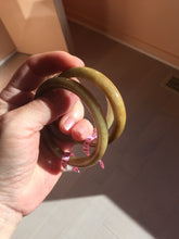 Load image into Gallery viewer, 48-53 mm Type A 100% Natural yellow brown Jadeite oval/round Jade bangle group girl/small adult hand Z45