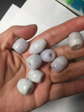 Load image into Gallery viewer, Type A 100% Natural white/light purple olive shape Jadeite Jade LuluTong (Every road is smooth) bead pendant BK108