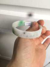 Load image into Gallery viewer, 52.5mm Certified type A 100% Natural sunny green/purple/white square Jadeite Jade bangle AT87-4715